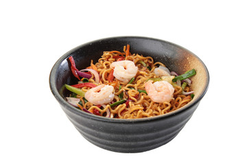shrimp noodle white background