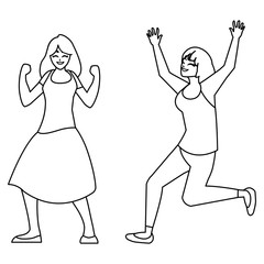 happy young women celebrating characters