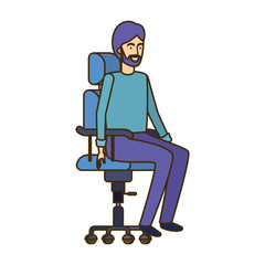 man with sitting in office chair avatar character