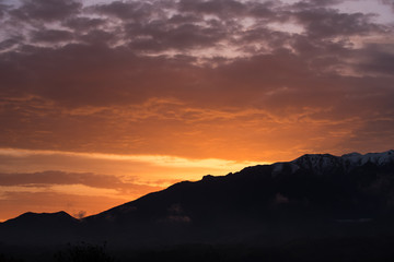 Beautiful sunrise at the mountains