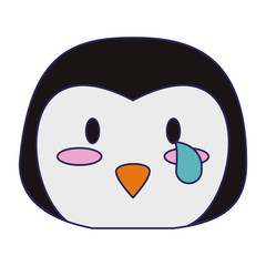 Cute penguin animal cartoon blue lines