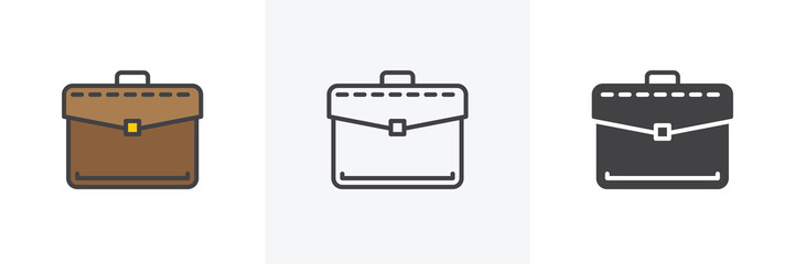 Business portfolio icon. Line, glyph and filled outline colorful version, Briefcase outline and filled vector sign. Symbol, logo illustration. Different style icons set. Vector graphics