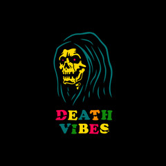 DEATH VIBES GRIM REAPER COLOR BLACK BACKGROUND