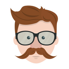 Hipster guy face cartoon vector illustration