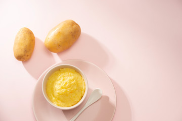Homemade vegetable baby food. Potato puree for baby