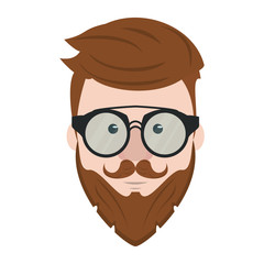 Hipster guy face cartoon vector illustration