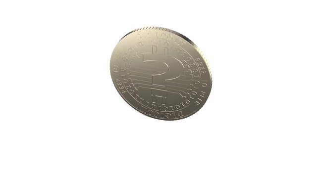 Silver digital coin of question mark rotating, isolated on white background, 3D rendering, animation. Concept of cryptocurrency, blockchain technology, bitcoin mining.