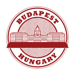 Fototapeta premium Buda Castle in Budapest, Hungary stamp
