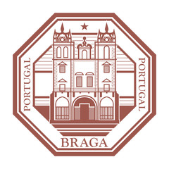 Fototapeta premium Braga, Portugal stamp