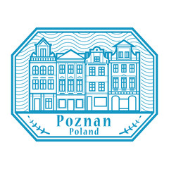 Fototapeta premium Abstract rubber stamp with Poznan old town