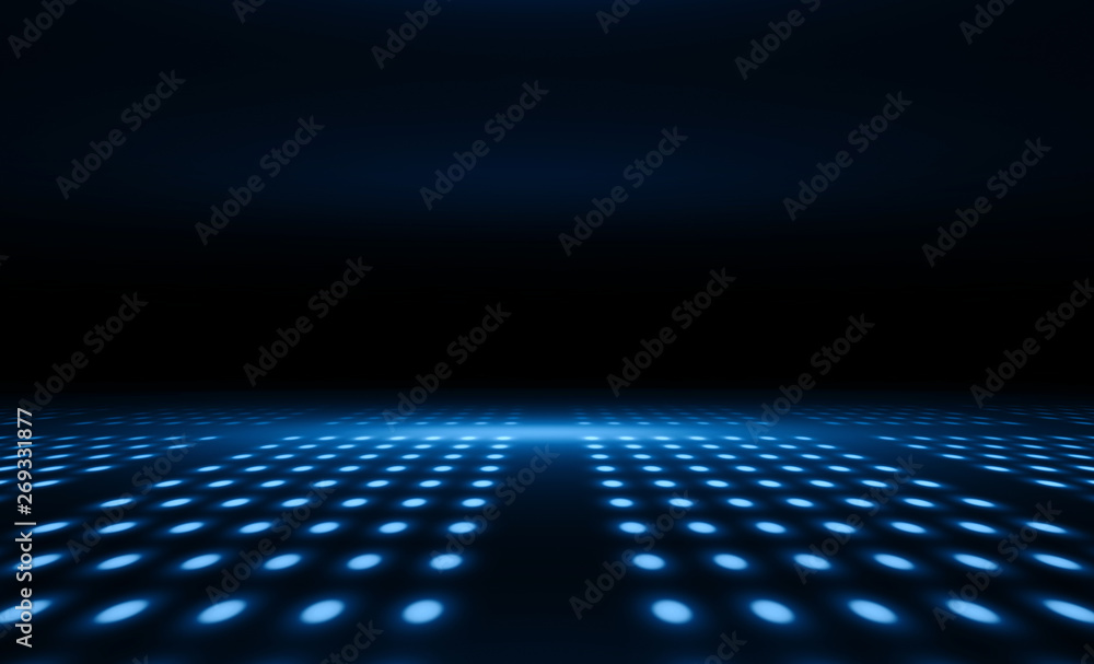 Poster Background of empty stage show. Neon light and laser show. Laser futuristic shapes on a dark background. Abstract dark background with neon glow