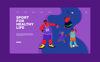 vector Illustration Sport  basketball  running  football for Healthy life. Illustration can use for, landing page, template, ui, web, homepage, poster, banner, flyer