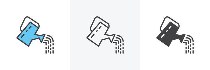 Watering can icon. Line, glyph and filled outline colorful version, Gardening tool outline and filled vector sign. Symbol, logo illustration. Different style icons set. Vector graphics