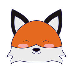 Cute fox animal cartoon blue lines