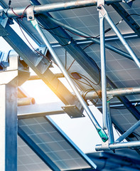 Solar photovoltaic automatic rotating bracket detail close-up shot