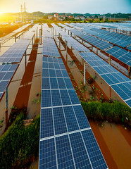 Fishing light complementary solar photovoltaic panel in aerial photography
