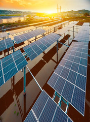 Fishing light complementary solar photovoltaic panel in aerial photography
