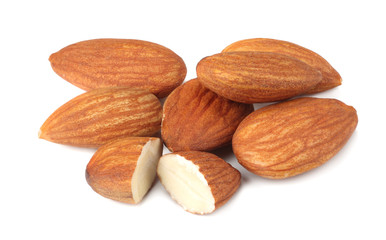 almond isolated on white background. Nuts on white background.