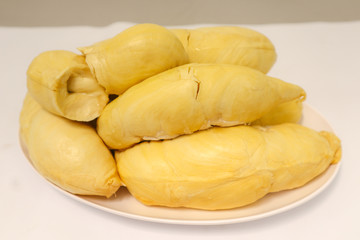 Durian Monthong Tropical fruit, bright yellow, very tasty.