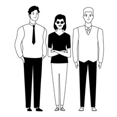 group of people avatar cartoon character in black and white