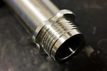 Stainless steel metal pipe thread shiny.