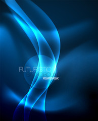 Neon glowing lines, magic energy space light concept, abstract background wallpaper design
