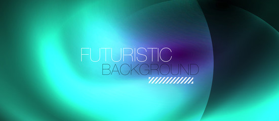 Shiny neon color light with circles abstract background