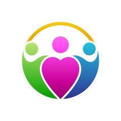 simple flat people/family love and care logo design inspiration