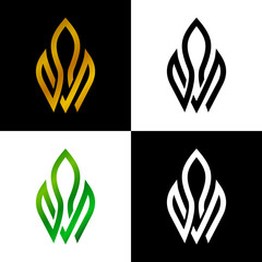 minimalist elegant leaf logo design inspiration with line art style