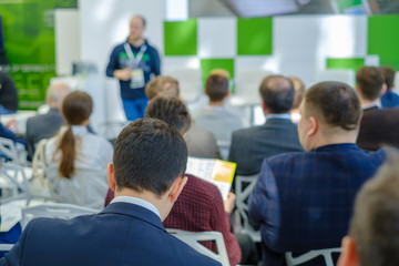 Fototapeta premium Audience listens to the lecturer at the conference
