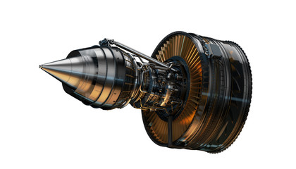 Part of real airplane turbine, 3d illustration