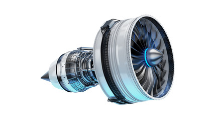 Part of real airplane turbine, 3d illustration - obrazy, fototapety, plakaty