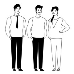 group of people avatar cartoon character in black and white