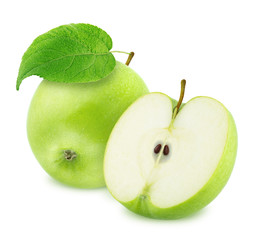 Composition with Different Green Apples Isolated on White Background