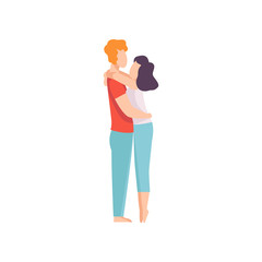 Happy Couple Hugging Each Other, Romantic Couple in Love Vector Illustration