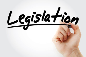 Legislation text with marker, business concept