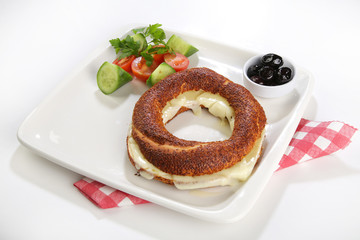 simit called turkish baked street food cuisine bagel