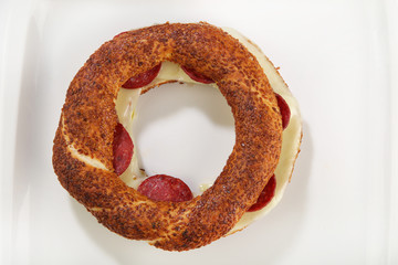 simit called turkish baked street food cuisine bagel