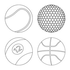 Vector design of sport and ball icon. Set of sport and athletic stock vector illustration.