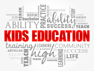 Kids Education word cloud collage, education concept background
