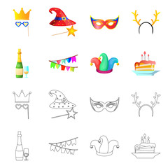 Vector design of party and birthday logo. Collection of party and celebration stock vector illustration.