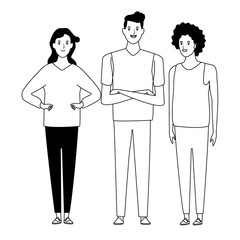 group of people avatar cartoon character in black and white