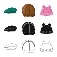 Isolated object of headgear and cap symbol. Set of headgear and accessory vector icon for stock.