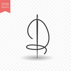 Sewing needle icon simple flat style vector illustration.