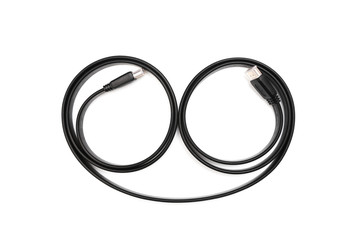 Black HDMI power cable socket isolated on white background