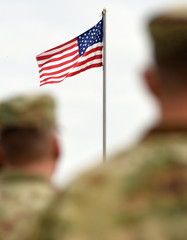 American Soldiers and US Flag. US troops