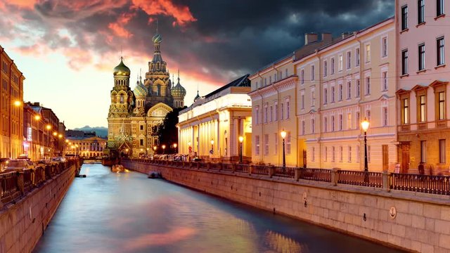 Saint Petersburg - Savior Cathedral, Russia Time lapse