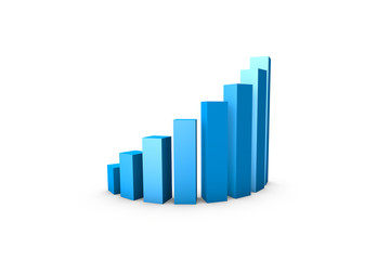 Blue Colored Growth Graph Chart n White