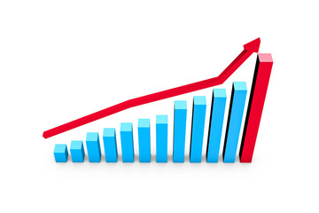 Business Growth Increasing Chart with Red Arrow