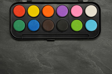 Watercolor paints set in box